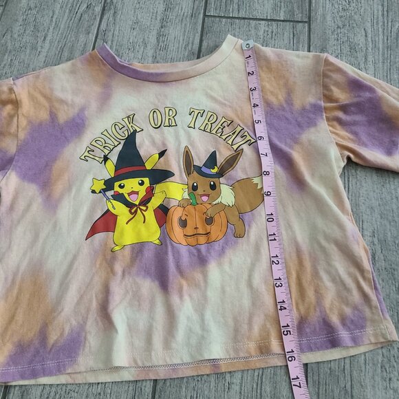 Pokémon Trick or Treat Pikachu & Eevee Halloween Tie Dye T-Shirt Kids L 10/12 - Picture 6 of 9